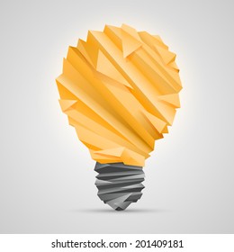 Creative idea of origami lamp. vector illustration
