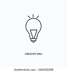 Creative idea outline icon. Simple linear element illustration. Isolated line Creative idea icon on white background. Thin stroke sign can be used for web, mobile and UI.