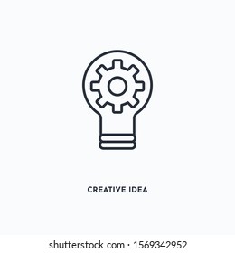 Creative idea outline icon. Simple linear element illustration. Isolated line Creative idea icon on white background. Thin stroke sign can be used for web, mobile and UI.
