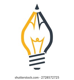 Creative Idea Pencil Light Bulb Design Concept Logo with vector illustration