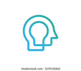Creative idea of people with human head as light bulb logo vector design. smart human head with brain technology