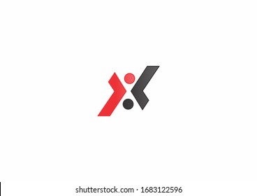 Plantilla de diseño del logotipo de personas creativas. Icono de símbolo de logotipo de concepto de letra x