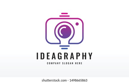 Creative Idea With Photography Logo Design Vector Icon Symbol Illustrator.