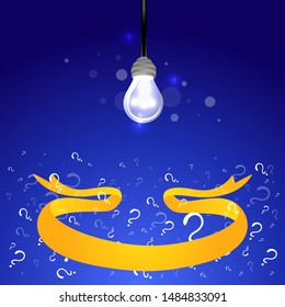 Creative idea poster with lamp and ribbon , creative cartoon illustration for web and print 