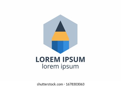 Ilustración de diseño de icono de forma de idea creativa. Logo de plantilla para la escuela, el escritor, la empresa de arte y estudio, la empresa de arquitectura o cualquier negocio.