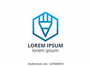 Creative idea shape pencil icon design illustration. Template logo for school, writer, art and studio company, architecture corporate, or any business.