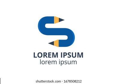 Kreative Idee formen Bleistift Symbol Design Illustration. Template-Logo für Schule, Autor, Kunst- und Studiofirma, Architekturfirma oder jedes Unternehmen.