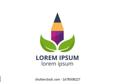 Creative idea shape pencil icon design illustration. Template logo for school, writer, art and studio company, architecture corporate, or any business.