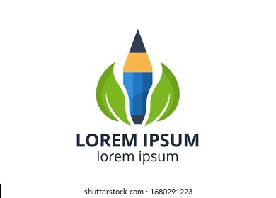 Creative idea shape pencil icon design illustration. Template logo for school, writer, art and studio company, architecture corporate, or any business.