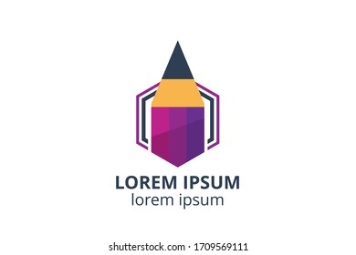 Creative idea shape pencil icon design illustration. Template logo for school, writer, art and studio company, architecture corporate, or any business.