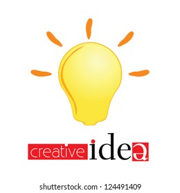creative idea sign with yellow light bulb vector