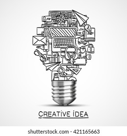Creative idea of sketch collage icons. Vector illustration