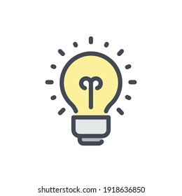 Creative idea and Solution color line icon. Light bulb vector outline colorful sign.