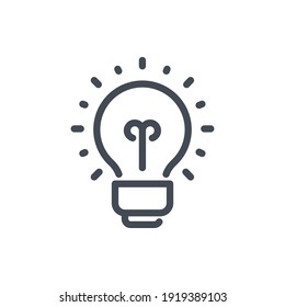 Creative idea and Solution line icon. Light bulb vector outline sign.