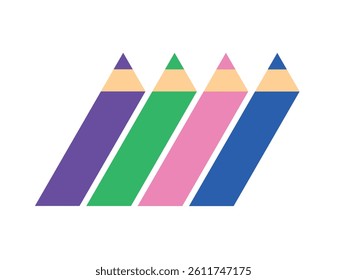 Creative idea and solution. A minimalistic sign of four pencils. Possible element for creative studio logo or online notebook.
