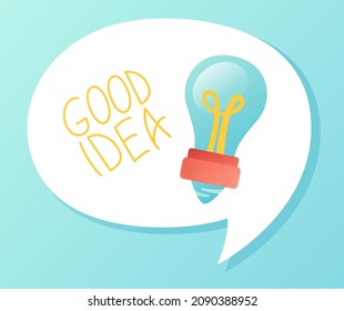 Creative Idea speech bubble with light bulb illustration. Banner design for education and creativity, business and advertising.  Trendy flat cartoon vector