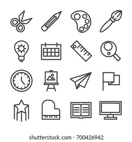 creative idea study workshop line icon set vector