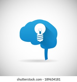 Creative Idea Symbol Brain and lightbulb Silhouette Icon Design Template Vector Illustration