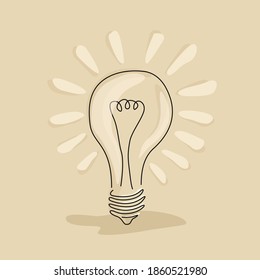 Creative idea symbol - lightbulb electric lamp in hand-drawn and thin line style