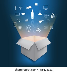 Creative idea, think out of the box vector Illustration.