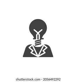 Creative idea think vector icon. filled flat sign for mobile concept and web design. Business creativity glyph icon. Symbol, logo illustration. Vector graphics