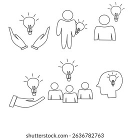 Creative idea and thinking outline icons