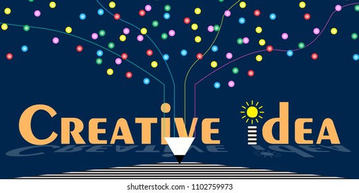 Creative Idea Typography. 3D Abstract Creative Pencil Design Background. Concept Of New Ideas With Innovation And Creativity. For Placards, Banners, Presentations, Reports. Vector Illustration. Eps 10