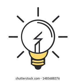 creative idea vector icon lamp with energy , simple and unique for business