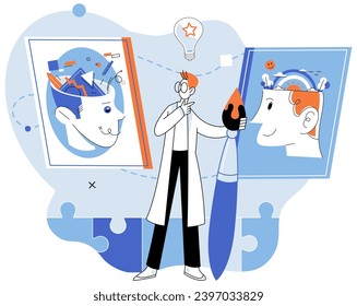 Creative idea vector illustration. Effective strategy and planning are crucial for translating creative idea into tangible results Valuable advice and diverse opinions shape attitude towards creative