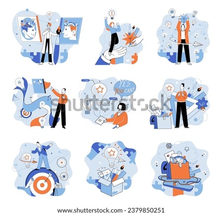 Creative idea vector illustration. Originality and creativity in business enable companies to stand out and attract customers Strategic planning requires creative mindset and ability to think outside