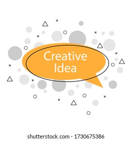 Kreatives Ideenwörtersymbol im flachen Stil auf hellen Hintergrund. Vector-Abbildung. Banner, Sprechblase. Vektor.