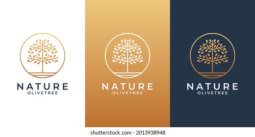 creative idea world nature olive tree logo design for your business saloon, spa, cosmetic, resort,