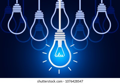 Creative ideas about the lightbulb. on blue background. The show featured in different in the business. Success. leadership. Vector illustrations