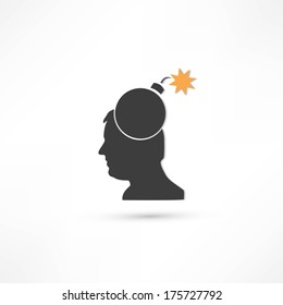 Creative ideas Bomb in Head Illustration on white
