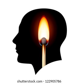 Creative ideas Burning match. Illustration on white background.