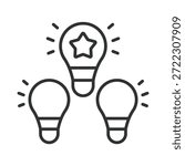 Creative ideas concept, icon in line design. creativity, idea, inspiration, innovation, brainstorming, concept, solution on white background vector. creative ideas editable stroke icon