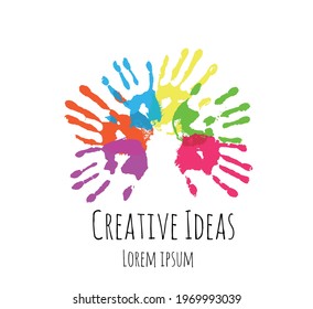 Creative Ideas Hand Imprints Set Icon in Circle