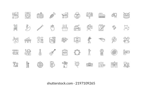 Creative ideas, linear icons, line signs set, vector collection