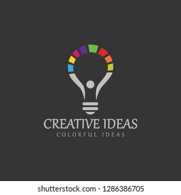 Logo de ideas creativas. Logo de ideas coloridas. Ilustración del vector
