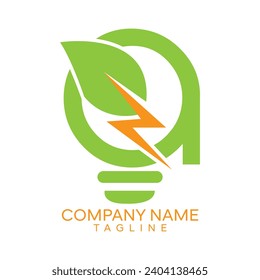 Creative Ideas Logo. A letter logo template. leaf and power  combine logo