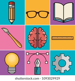 creative ideas set icons