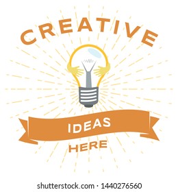 Creative ideas social media banner template. Business literacy education, entrepreneurship coaching courses advertising poster concept. Glowing light bulb flat vector illustration with typography