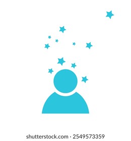 Icono de identidad creativa. Avatar rodeado de estrellas. Aislado en el fondo blanco