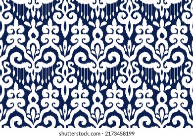 Creative ikat vector seamless pattern. Ethnic style woven pattern. Uzbek modern ornament. Asian traditional textile design. Modern ikat endless tile.