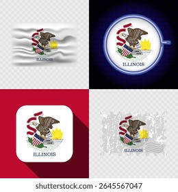 Creative Illinois Flag Icon Set Collection.
