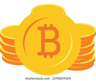 Creative illustration of 3d golden bitcoin coin isolated on background. Art design digital currency, cryptocurrency. Stock market electronic money. Blockchain, ico, fintech net banking element