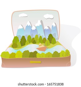 Creative illustration about recreation ant travel, vector paper applique