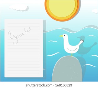 Creative illustration about sea, recreation, summer and travel, vector paper applique with place for your text