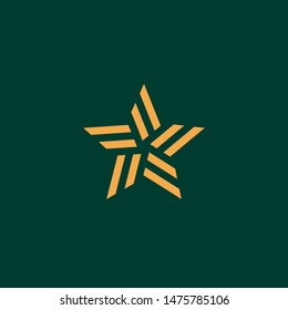 Creative illustration of abstract star logo template, trendy linear style. Golden vector symbol. Emblem concept for show business.