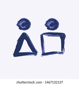 Creative illustration, acrylic paints. Abstract sanitary icon vector pictogram. WC toilet sign